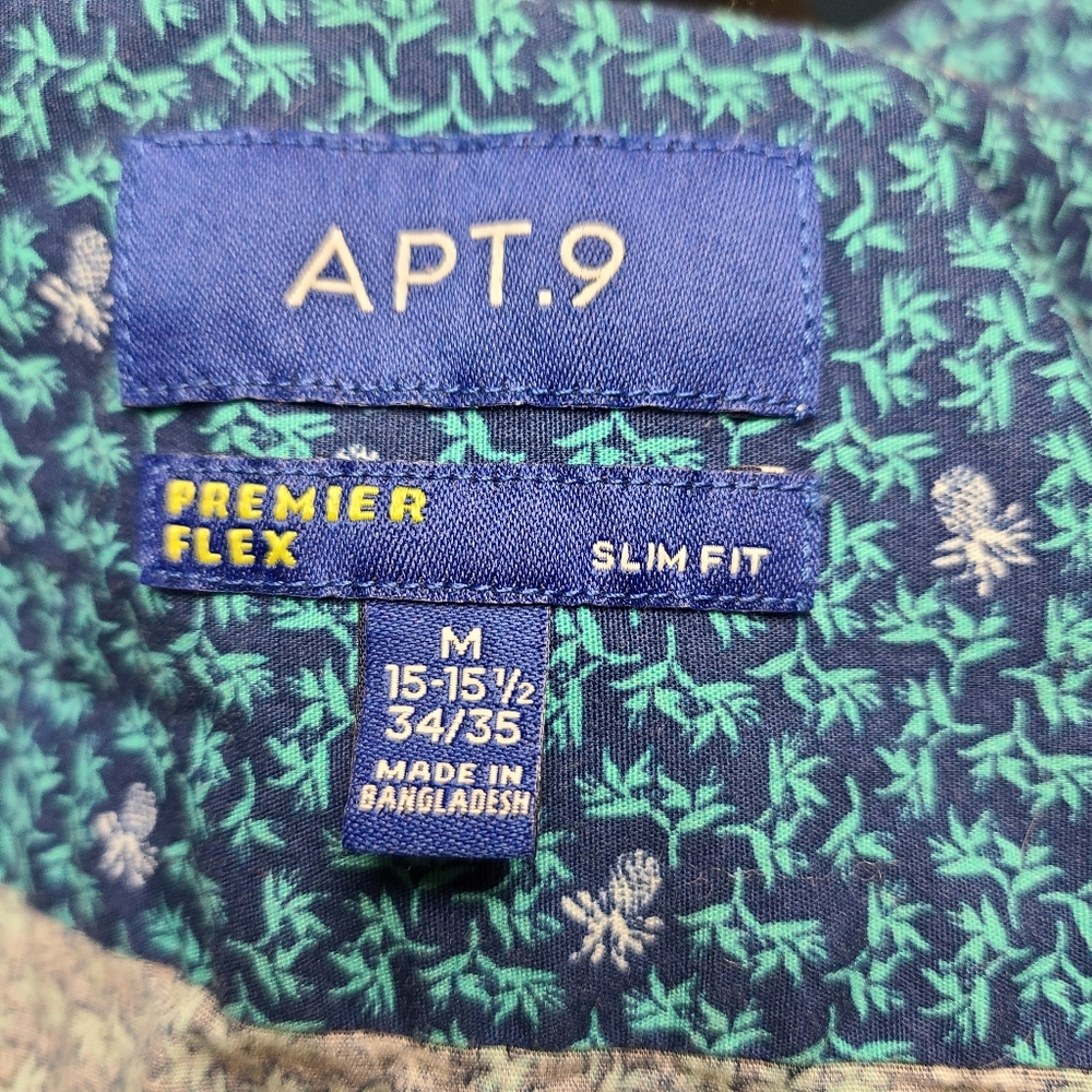 Apt 9 Premier Flex Pineapple Print Button Shirt Size M - Picture 4 of 4